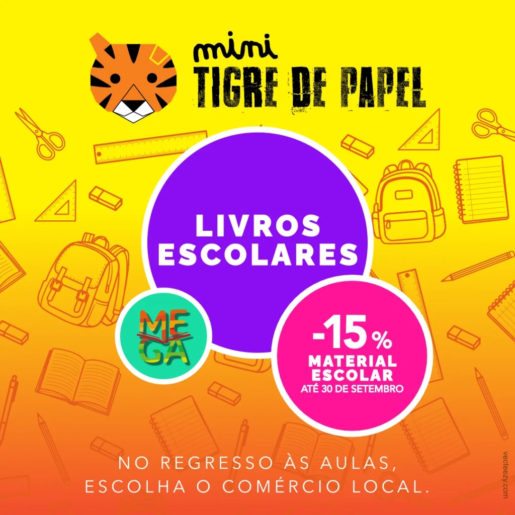 Mini Tigre de Papel, Manuais escolares - MEGA. Material escolar 15% desconto até 30 de Setembro.